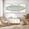 Surfboard Wall Decor 3 Pieces Surfboard Canvas Painting Prints Art Poster, Sea and Surf Pictures for Beach House, Living Room, Bedroom Decor with Wooden Inner Frame (25x40cmx3=10x16inchx3)